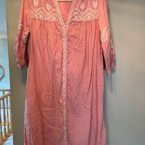 Sundance Embroidered Linen Shift Dress Size medium